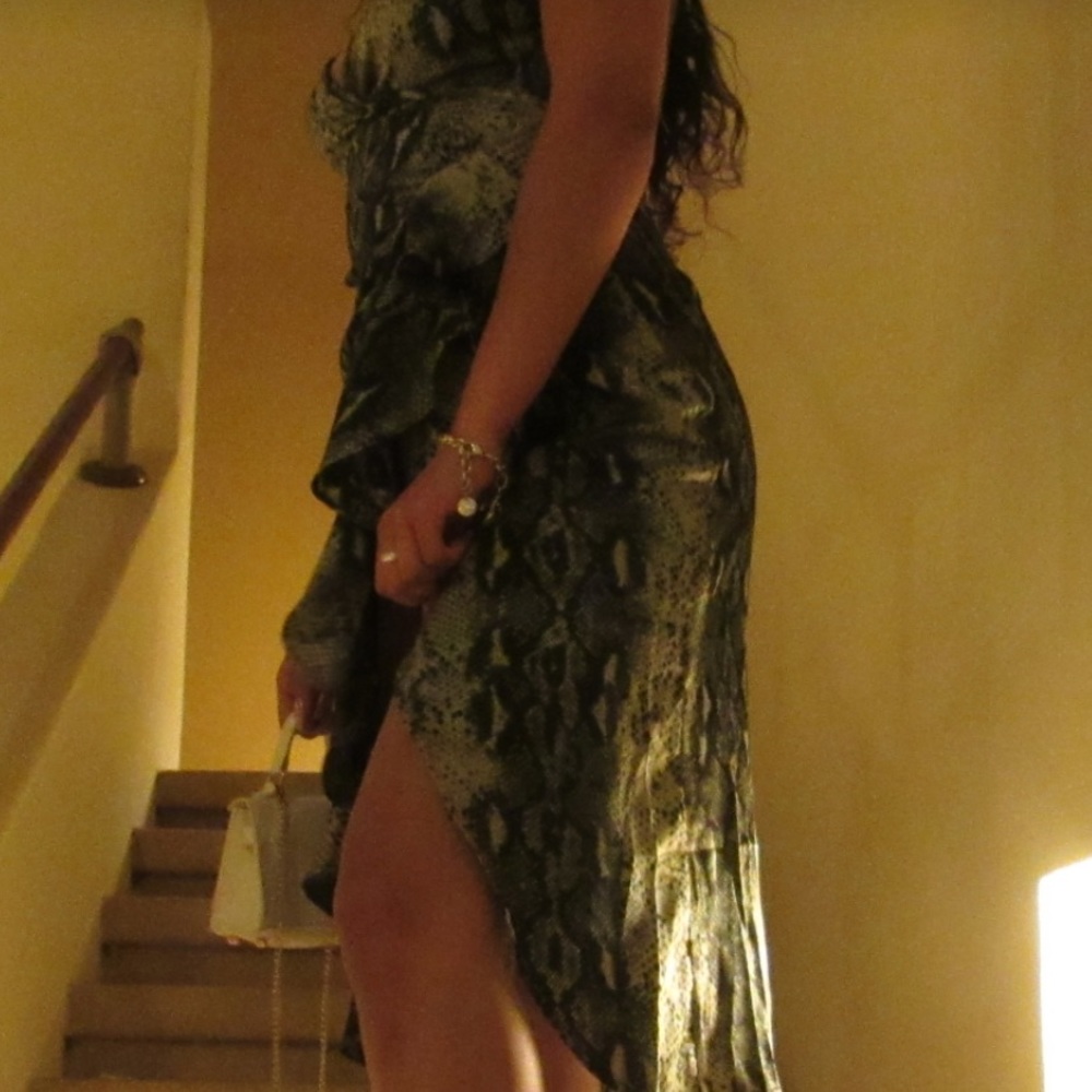 Beautiful Olive Green Snakeskin Cocktail Dress